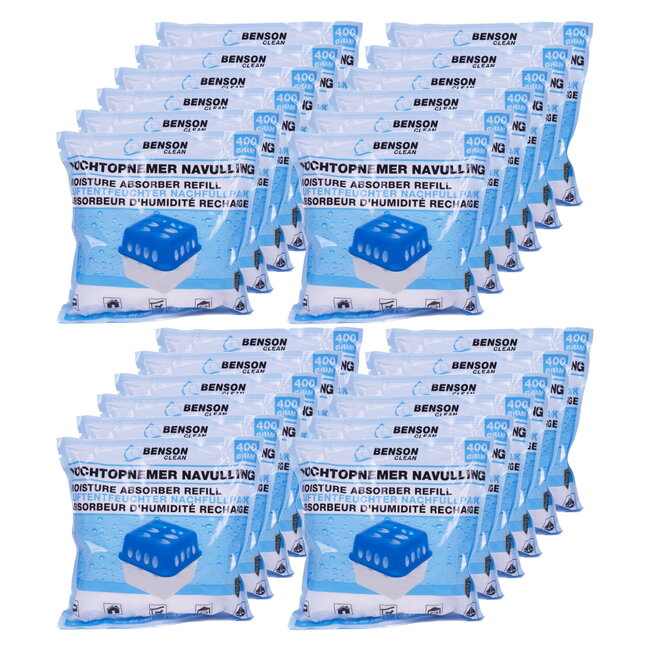 Benson Vochtopnemer navulling - 400 gram - 24 stuks - Beschermt tegen schimmel en geurtjes
