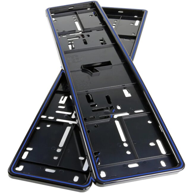 Alti Giri Kentekenplaathouders - ABS - 520 x 110 mm - kliksysteem, krasbestendig - blauwe rand - 2 stuks - voor auto