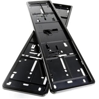 Alti Giri Kentekenplaathouders - ABS-kunststof - krasvrij, kliksysteem met 14 nokjes - 52 x 11 cm - zwart - set van 2 - voor auto