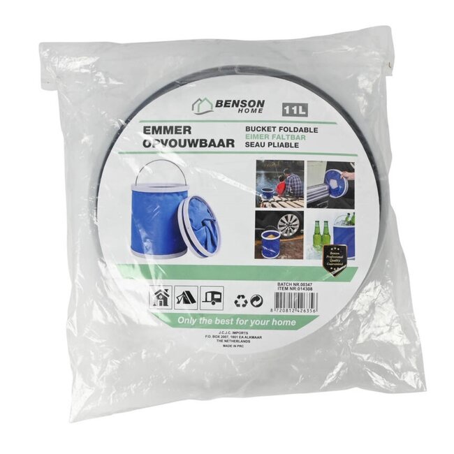 Benson Opvouwbare emmer - ruimtebesparend - multifunctioneel - 11 liter - duurzaam