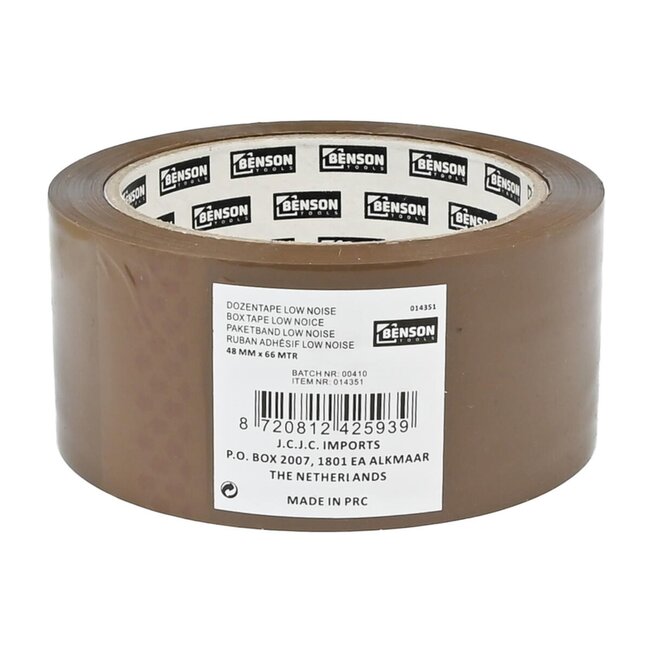 Benson Sterke en stille verpakkingstape - 66m x 48mm - bruin - low noise