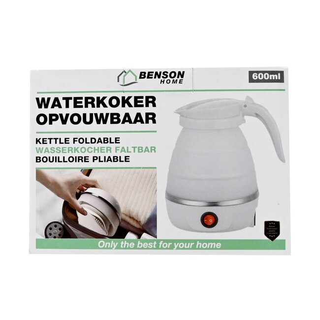 Benson Opvouwbare waterkoker - compact - 600 ml - ideaal voor reizen - snel en veilig