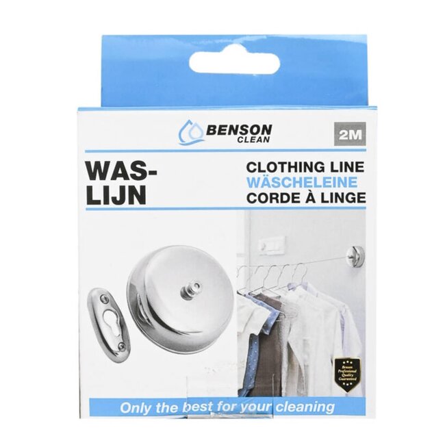 Benson Uittrekbare waslijn - compact - ruimtebesparend - 2 meter - chroom