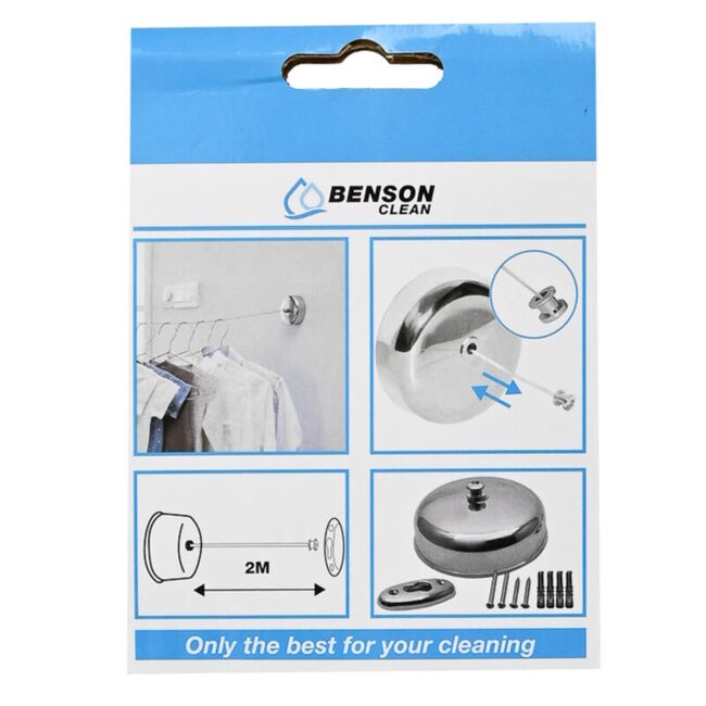 Benson Uittrekbare waslijn - compact - ruimtebesparend - 2 meter - chroom