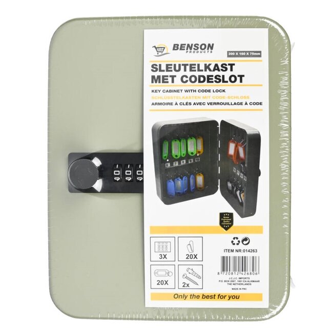 Stahlex Stalen sleutelkast - 20 haken - codeslot - compact en veilig