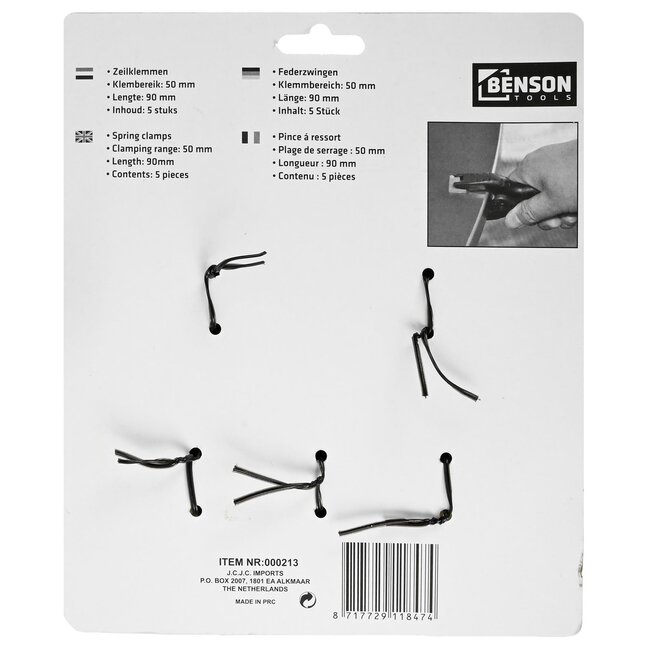 Benson Krachtige zeilklem - 75 mm - antislip handvatten - 5 stuks