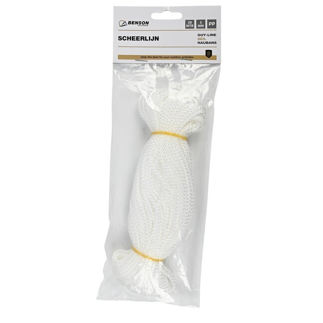 Benson Scheerlijn touw - 3 mm - 20 meter - wit - UV-bestendig - 12-gevlochten