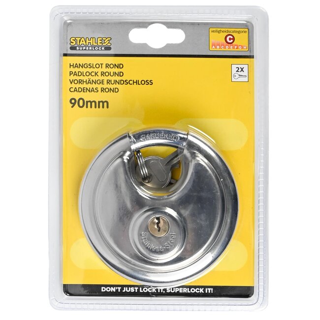 Stahlex Discusslot - RVS - Gehard Staal - Ø 90 mm - Inclusief Twee Sleutels