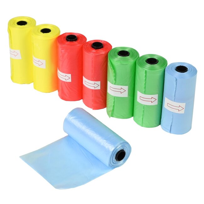 Benson Kleurrijke hondenpoepzakjes - 8 rollen - 120 stuks - milieuvriendelijk - sterk HDPE-materiaal