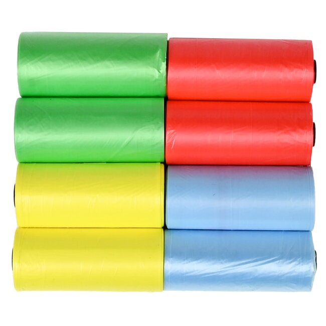 Benson Kleurrijke hondenpoepzakjes - 8 rollen - 120 stuks - milieuvriendelijk - sterk HDPE-materiaal
