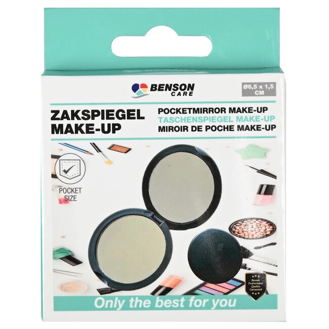 Benson Compacte zakspiegel - dubbelzijdig - stijlvol design - Ø6,5 cm