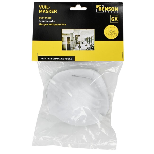 Benson Stofmasker met aluminium neusclip - latexvrij - 6 stuks