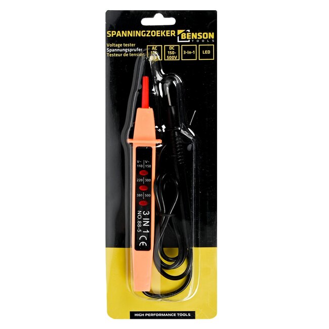 Benson Spanningzoeker - LED-indicator - 110-380 Volt - 90 cm kabel - Veilig en nauwkeurig