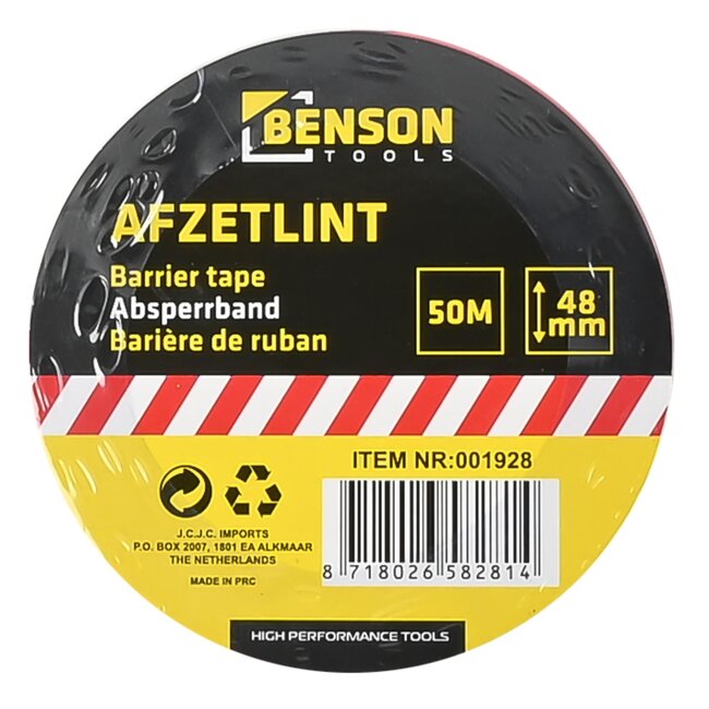 Benson Robuust afzetlint - 48 mm breed - 50 meter lang - Rood en wit
