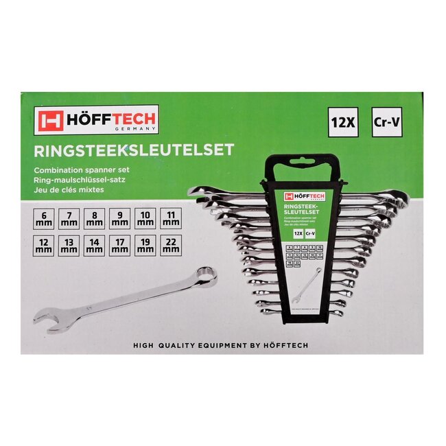 Benson 12-delige ringsteeksleutelset - chroom-vanadiumstaal - met opbergkoffer