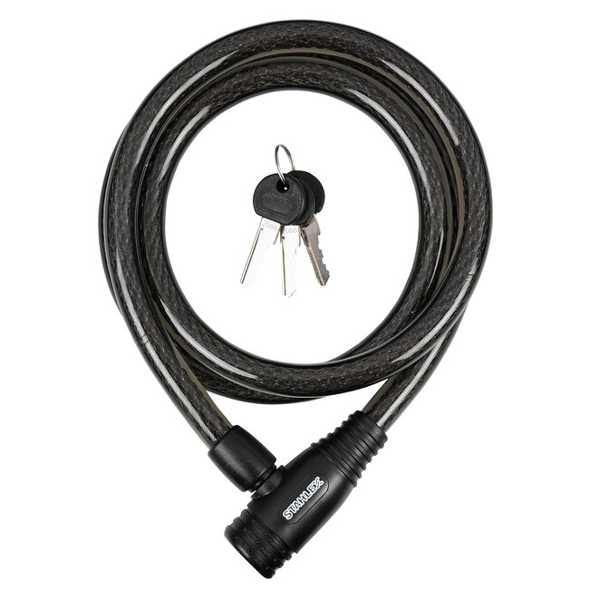 Stahlex Kabelslot - spatwaterdicht - solide staal - 1400 mm - zwart - 3 sleutels