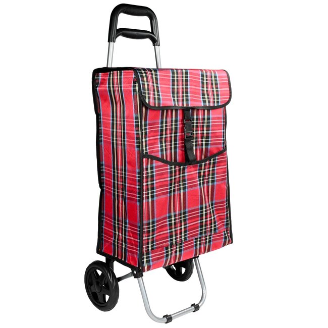 Benson Inklapbare boodschappentrolley - 40L - ruitjesprint - draagvermogen 25 kg - stijlvol en praktisch