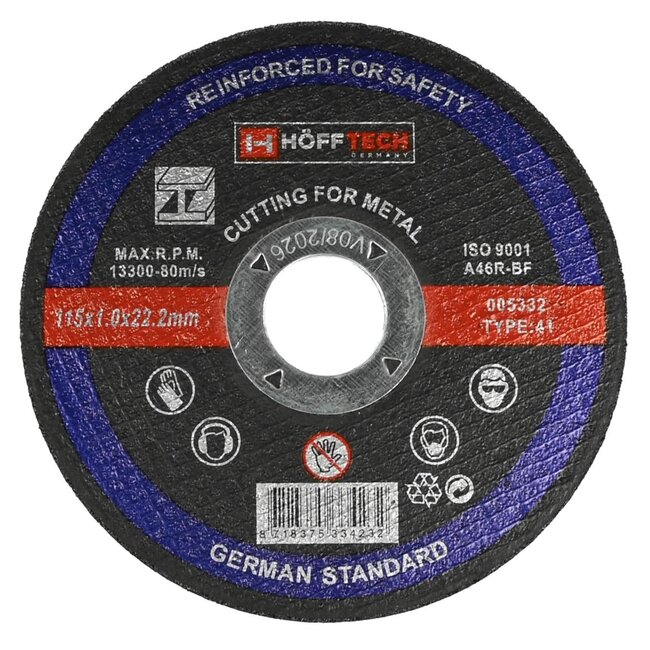 Hofftech Metaal doorslijpschijf - 115 x 1 mm - Ultradun en krachtig - Voor ferro en non-ferro metalen