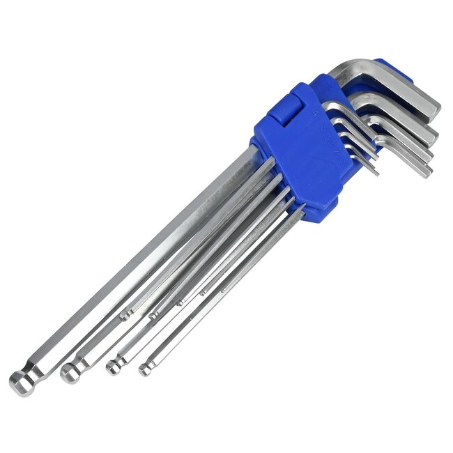 Benson 9-delige inbussleutelset - chroom vanadium - 1.5-10 mm - bol hoofd - satijncoating