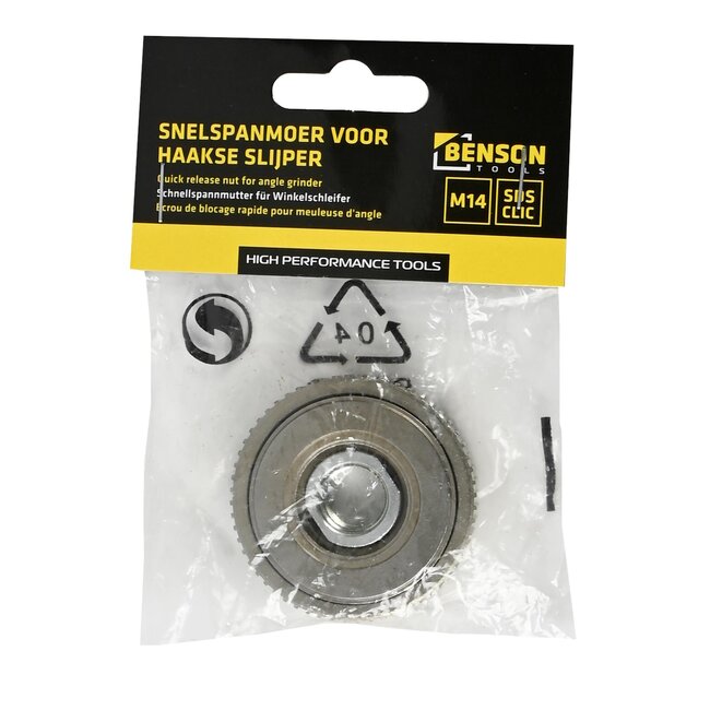 Hofftech Snelspanmoer - SDS Click - Voor haakse slijpers - M14 - Tijdbesparend - Geschikt voor 115-230 mm schijven