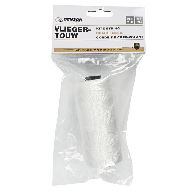 Benson Sterk en veelzijdig vliegertouw - 200 meter - 0,5 mm - wit