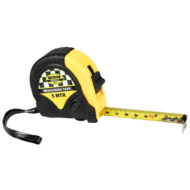 Benson Rolmaat - Meetlint Rubber - 5 meter - 19 mm - Lichtgewicht - Handig vergrendelsysteem