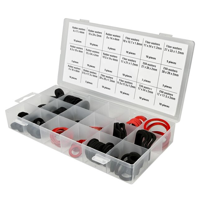 Benson Complete set afdichtingsringen - 141 stuks - 18 maten - rubber, fiber, EVA - voor sanitair en lekbescherming