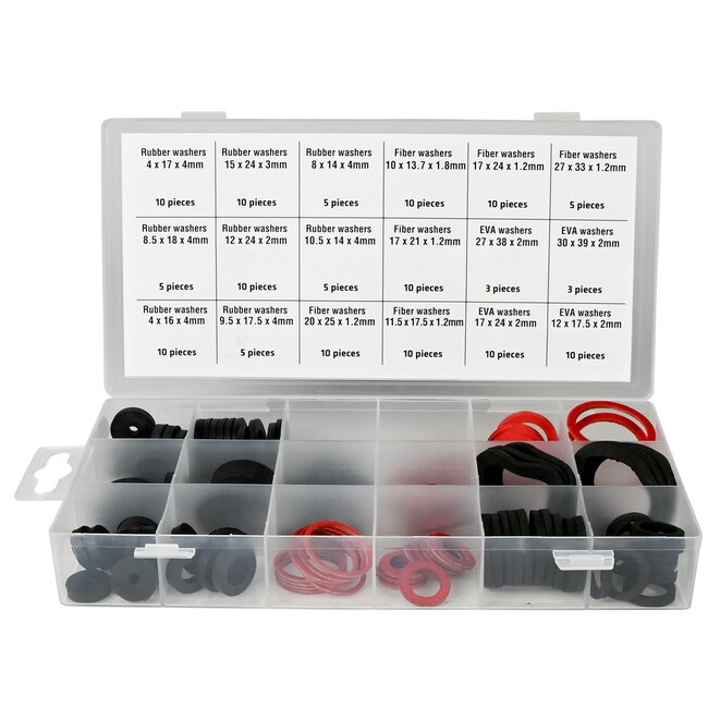 Benson Complete set afdichtingsringen - 141 stuks - 18 maten - rubber, fiber, EVA - voor sanitair en lekbescherming