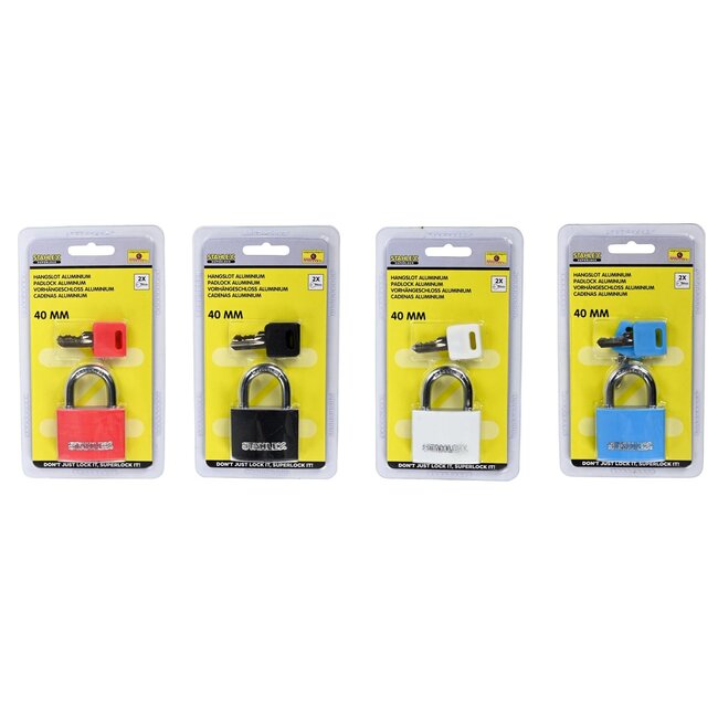 Stahlex Hangslot aluminium - kleurrijk - 40 mm - lichtgewicht - stootvast - met 2 sleutels