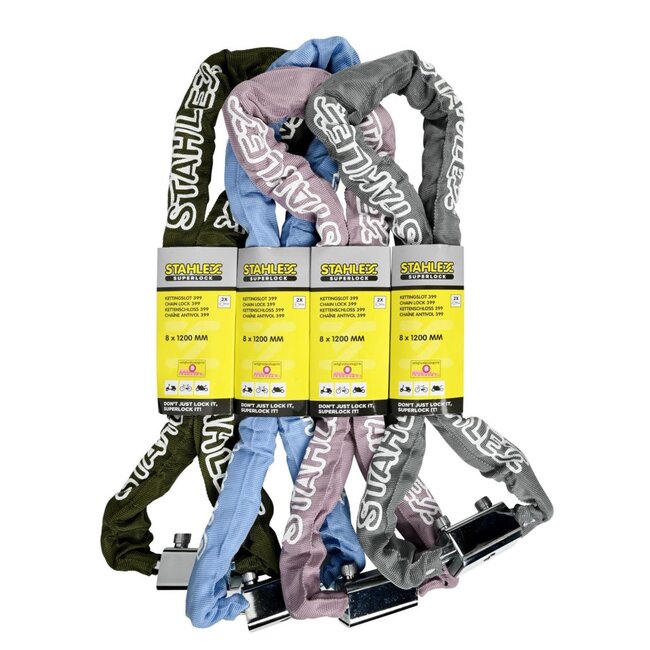Stahlex Kettingslot - Kleurenmix - Ø 8 mm x 1200 mm - Inclusief 2 sleutels en canvas hoes
