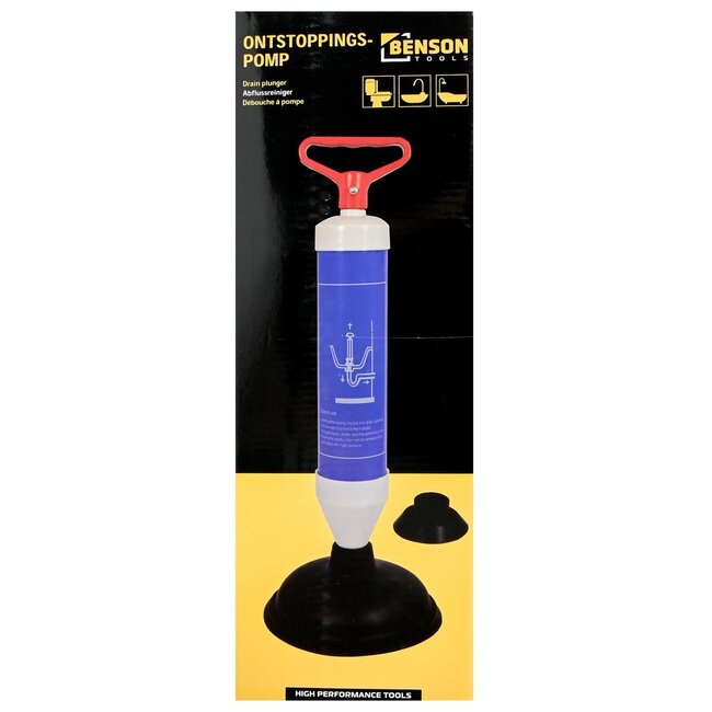 Benson Krachtige gootsteenontstopper - milieuvriendelijk - veelzijdige opzetstukken - 38 cm lengte - 400 kg zuigkracht