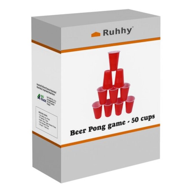 Ruhhy Beer Pong Set: 50 Rode Bekers voor Ultiem Feestplezier!