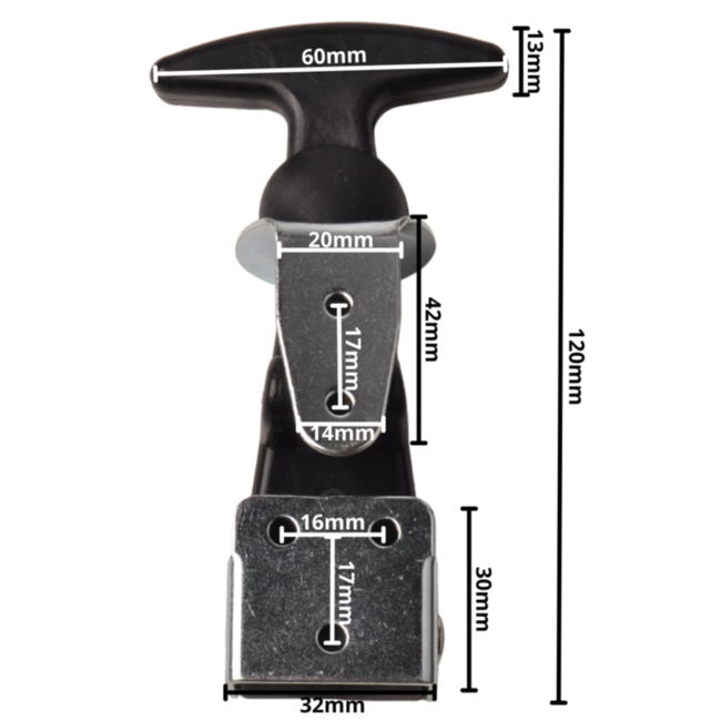 Dragon-Tools Motorkaphaak - zwart rubber, verzinkt staal - met montagebeugel - 120 mm - 2 stuks - voor tractor en aanhanger