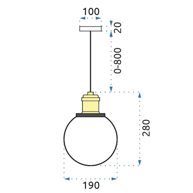 TooLight Industriële hanglamp - staal en glas - E27 fitting - 19 x 28 cm - bruin
