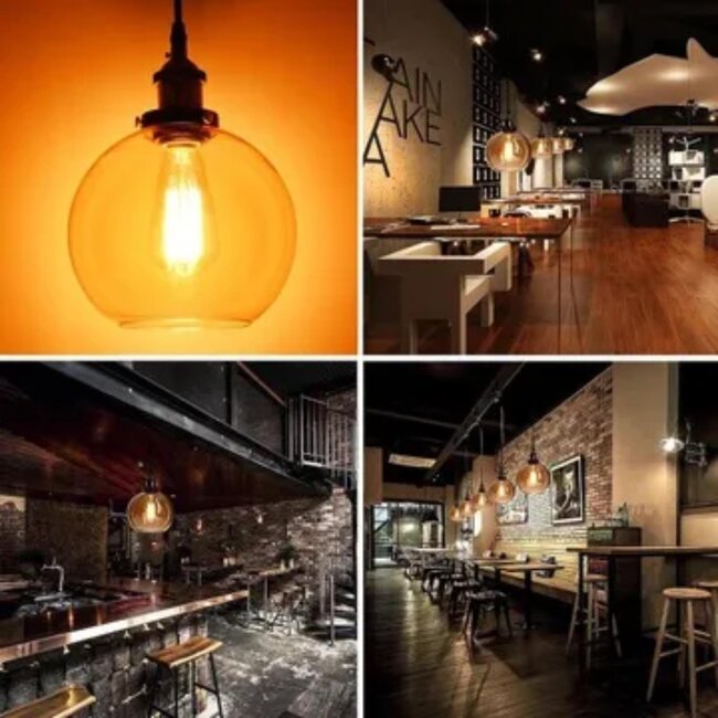 TooLight Industriële hanglamp - staal en glas - E27 fitting - 19 x 28 cm - bruin