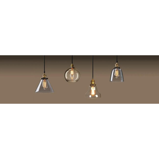 TooLight Industriële hanglamp - staal en glas - E27 fitting - 19 x 28 cm - bruin