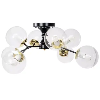 TooLight APP1135-8C Plafondlamp met Glazen Bollen - Zwart, 8 Lichtpunten