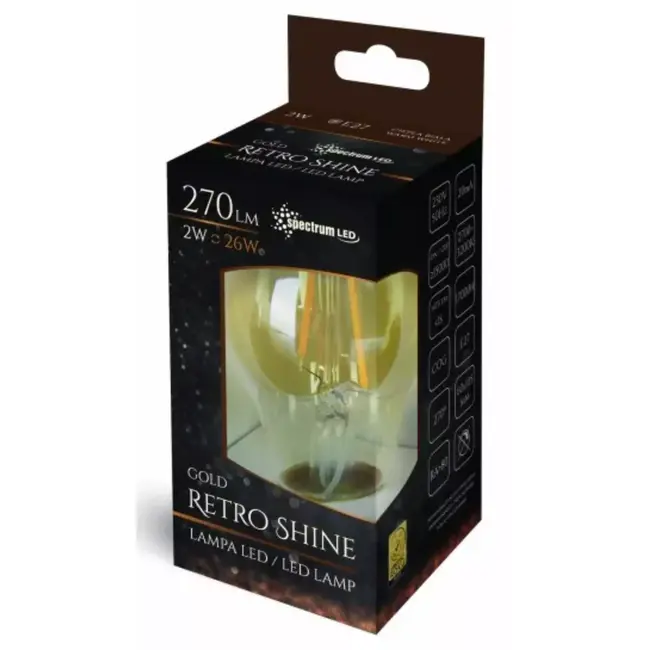 Spectrum Warme LED lamp - E27 fitting - 2 Watt - 2400 K - Sfeervolle verlichting