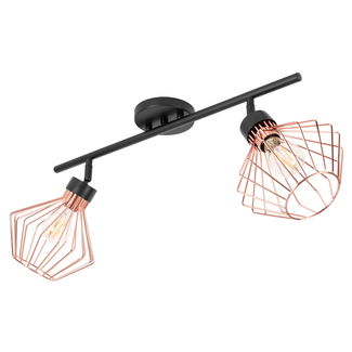 TooLight Plafondlamp APP535-2C - E27 - 2 Lichtpunten - Zwart/Rosé Goud
