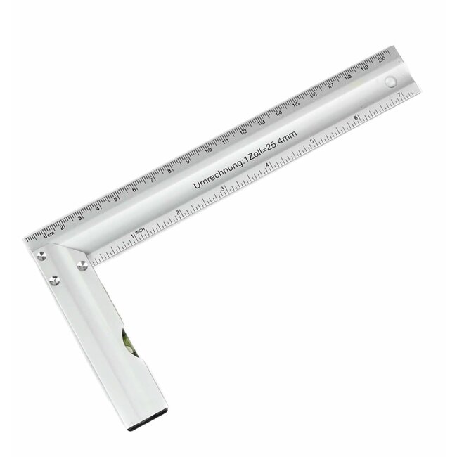 Benson Winkelhaak met waterpas - aluminium - 200 x 100 mm - 20 cm liniaal - 90 graden hoek