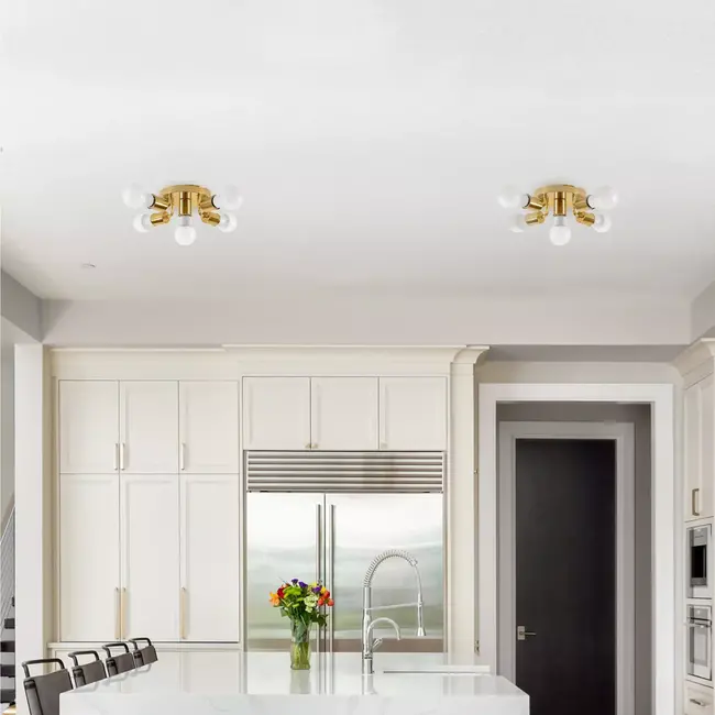 TooLight Gouden plafondlamp - verstelbare reflectoren - 24,5 x 8 cm - 5 lichtpunten