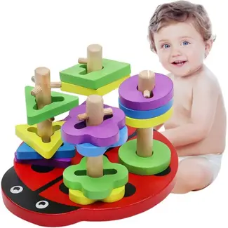 Ruhhy Lieveheersbeestje Houten Puzzel - Educatief Speelgoed voor Peuters