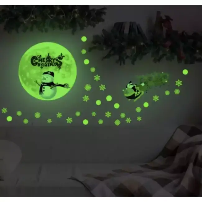 Ruhhy Fluorescerende Kerststickers voor het Raam - Groen Gloeiende Magie