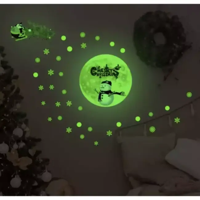 Ruhhy Fluorescerende Kerststickers voor het Raam - Groen Gloeiende Magie
