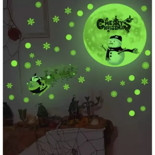 Ruhhy Fluorescerende Kerststickers voor het Raam - Groen Gloeiende Magie