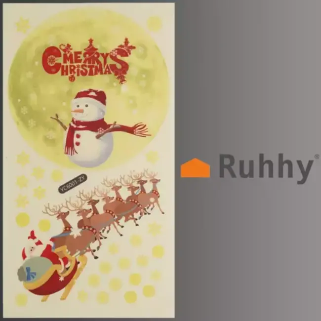 Ruhhy Fluorescerende Kerststickers voor het Raam - Groen Gloeiende Magie