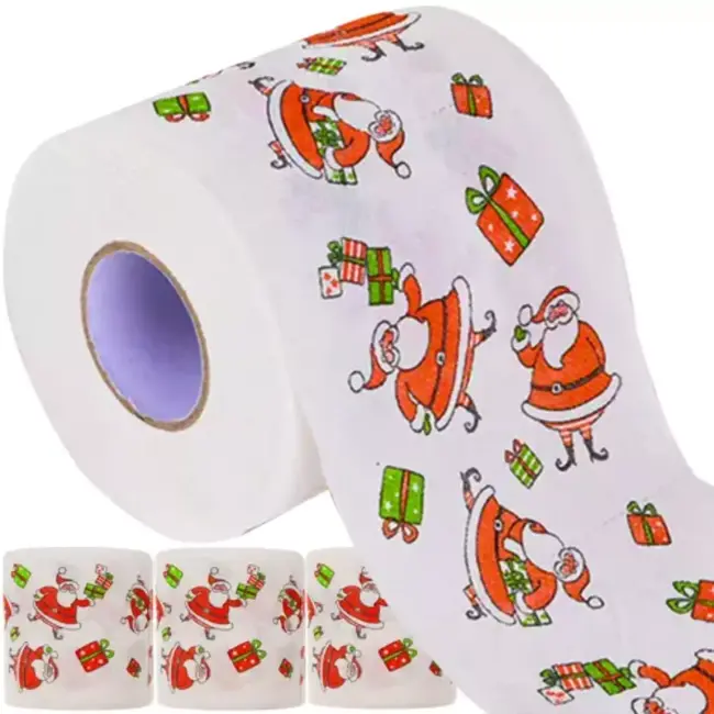 Ruhhy Feestelijk Kerst Toiletpapier 4-Pack - Rood & Wit Kerstmotief