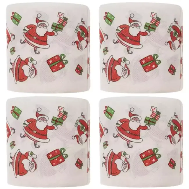 Ruhhy Feestelijk Kerst Toiletpapier 4-Pack - Rood & Wit Kerstmotief