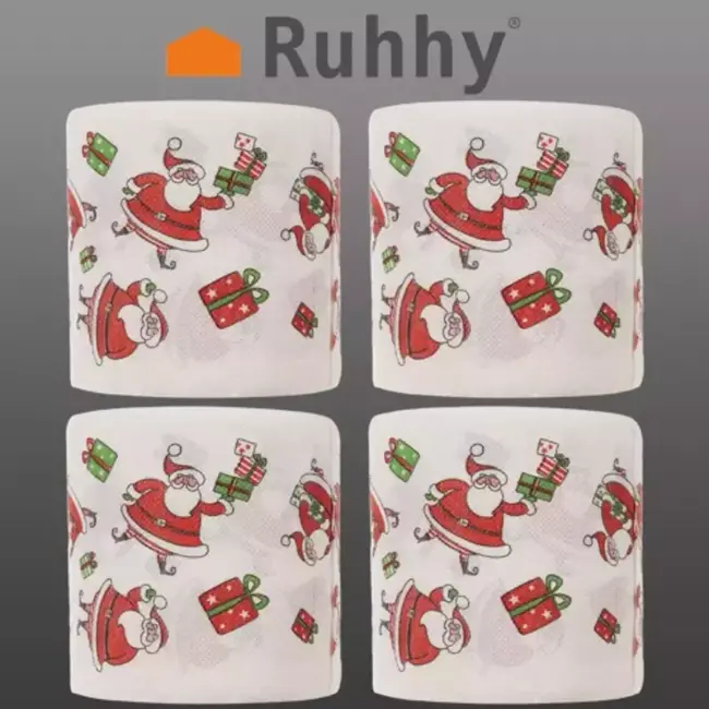 Ruhhy Feestelijk Kerst Toiletpapier 4-Pack - Rood & Wit Kerstmotief