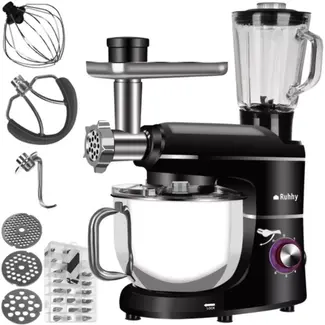 Ruhhy keukenrobot 2200W – 3-in-1 foodprocessor met blender, vleesmolen, 6,2L kom en accessoires voor deeg en beslag